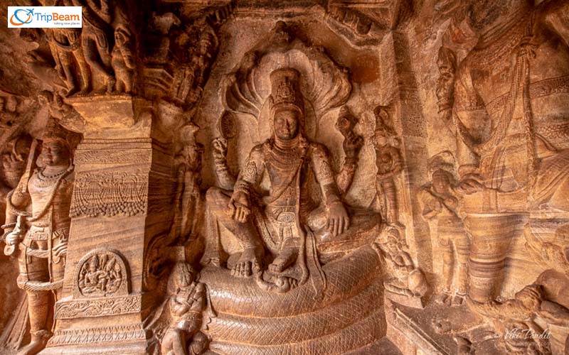Badami Cave Temples Painting Karnataka