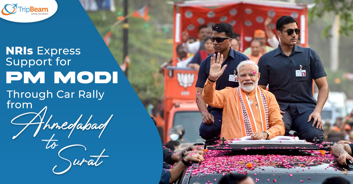 NRIs Express Support for PM Modi Through Car Rally from Ahmedabad to Surat