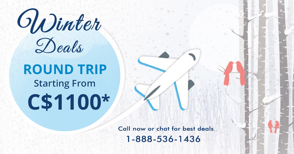 Winter Flight Sale to India: Roundtrip CAD 1100* Onwards